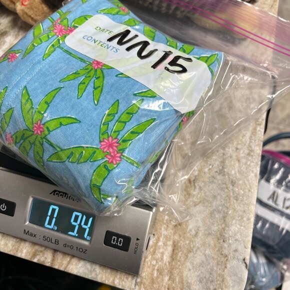 VTG Gloria’s Fashion Beach Tank Maxi Dress Sz Medium Blue Green Palm Trees Slit - Picture 10 of 10